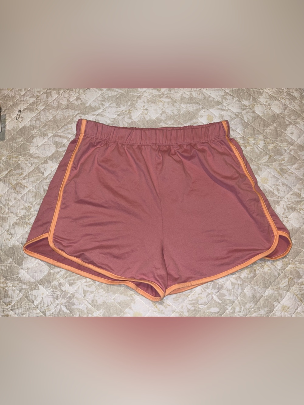 Girls' Athletic Shorts in Rust with Orange Trim